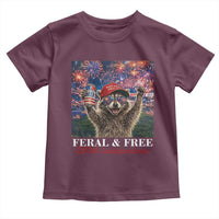 USA 250 Years Freedom Toddler T Shirt Feral and Free Funny Raccoon Driking Beer 4th of July
