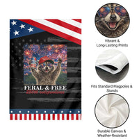 USA 250 Years Freedom Patriotic Garden Flag Feral and Free Funny Raccoon Driking Beer 4th of July