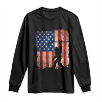 USA Hockey Bigfoot Long Sleeve Shirt Patriotic Sasquatch American Flag 4th of July