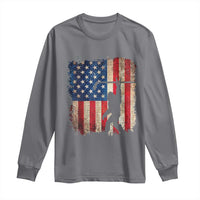 USA Hockey Bigfoot Long Sleeve Shirt Patriotic Sasquatch American Flag 4th of July