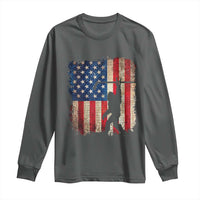 USA Hockey Bigfoot Long Sleeve Shirt Patriotic Sasquatch American Flag 4th of July