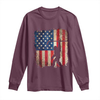 USA Hockey Bigfoot Long Sleeve Shirt Patriotic Sasquatch American Flag 4th of July