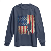 USA Hockey Bigfoot Long Sleeve Shirt Patriotic Sasquatch American Flag 4th of July