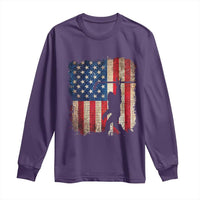 USA Hockey Bigfoot Long Sleeve Shirt Patriotic Sasquatch American Flag 4th of July