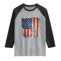 USA Hockey Bigfoot Raglan Shirt Patriotic Sasquatch American Flag 4th of July
