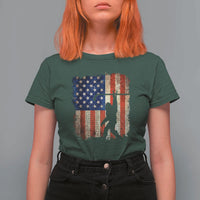 USA Hockey Bigfoot T Shirt For Women Patriotic Sasquatch American Flag 4th of July
