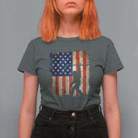 USA Hockey Bigfoot T Shirt For Women Patriotic Sasquatch American Flag 4th of July