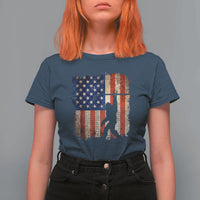 USA Hockey Bigfoot T Shirt For Women Patriotic Sasquatch American Flag 4th of July