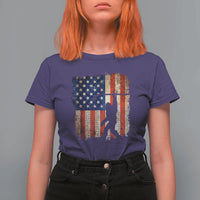 USA Hockey Bigfoot T Shirt For Women Patriotic Sasquatch American Flag 4th of July