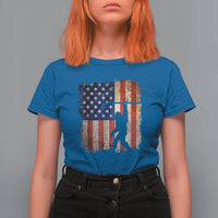 USA Hockey Bigfoot T Shirt For Women Patriotic Sasquatch American Flag 4th of July