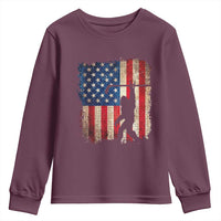 USA Hockey Bigfoot Youth Sweatshirt Patriotic Sasquatch American Flag 4th of July