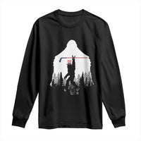 Bigfoot USA Ice Hockey 4th of July Long Sleeve Shirt Funny Sasquatch Patriotic American Flag