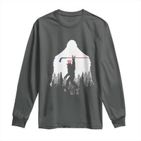 Bigfoot USA Ice Hockey 4th of July Long Sleeve Shirt Funny Sasquatch Patriotic American Flag