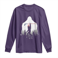 Bigfoot USA Ice Hockey 4th of July Long Sleeve Shirt Funny Sasquatch Patriotic American Flag