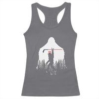 Bigfoot USA Ice Hockey 4th of July Racerback Tank Top Funny Sasquatch Patriotic American Flag