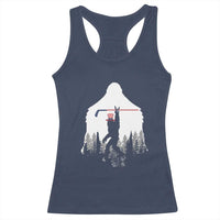 Bigfoot USA Ice Hockey 4th of July Racerback Tank Top Funny Sasquatch Patriotic American Flag