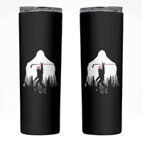Bigfoot USA Ice Hockey 4th of July Skinny Tumbler Funny Sasquatch Patriotic American Flag