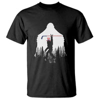 Bigfoot USA Ice Hockey 4th of July T Shirt Funny Sasquatch Patriotic American Flag