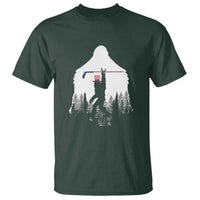 Bigfoot USA Ice Hockey 4th of July T Shirt Funny Sasquatch Patriotic American Flag