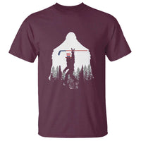 Bigfoot USA Ice Hockey 4th of July T Shirt Funny Sasquatch Patriotic American Flag