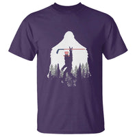 Bigfoot USA Ice Hockey 4th of July T Shirt Funny Sasquatch Patriotic American Flag