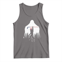 Bigfoot USA Ice Hockey 4th of July Tank Top Funny Sasquatch Patriotic American Flag