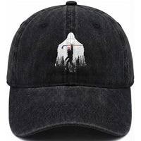 Bigfoot USA Ice Hockey 4th of July Washed Cotton Baseball Cap Funny Sasquatch Patriotic American Flag