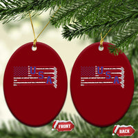 Ice Hockey Sticks American Flag Ceramic Ornament Patriotic Hockey Fan