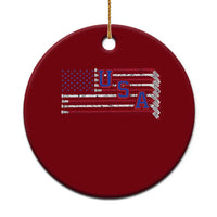 Ice Hockey Sticks American Flag Ceramic Ornament Patriotic Hockey Fan