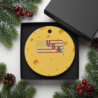 Ice Hockey Sticks American Flag Ceramic Ornament Patriotic Hockey Fan