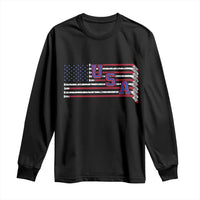 Ice Hockey Sticks American Flag Long Sleeve Shirt Patriotic Hockey Fan