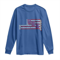 Ice Hockey Sticks American Flag Long Sleeve Shirt Patriotic Hockey Fan