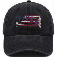 Ice Hockey Sticks American Flag Washed Cotton Baseball Cap Patriotic Hockey Fan