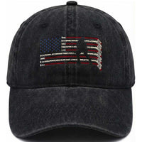 Patriotic Ice Hockey Sticks American Flag Washed Cotton Baseball Cap