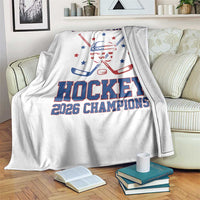 Hockey Champions 2026 Throw Blanket Patriotic Ice Hockey Fan