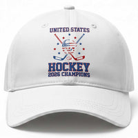 Hockey Champions 2026 Baseball Cap Patriotic Ice Hockey Fan