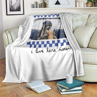 Hockey Mom Raccoon Iced Coffee Throw Blanket I Live Here Now