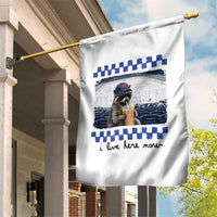 Hockey Mom Raccoon Iced Coffee Garden Flag I Live Here Now