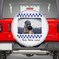 Hockey Mom Raccoon Iced Coffee Spare Tire Cover I Live Here Now