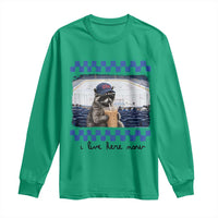 Hockey Mom Raccoon Iced Coffee Long Sleeve Shirt I Live Here Now