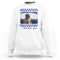 Hockey Mom Raccoon Iced Coffee Sweatshirt I Live Here Now