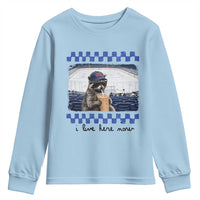 Hockey Mom Raccoon Iced Coffee Youth Sweatshirt I Live Here Now