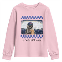 Hockey Mom Raccoon Iced Coffee Youth Sweatshirt I Live Here Now