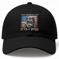 250 Years Faith and Freedom Christian Baseball Cap Jesus Hockey Player 4th of July American Flag