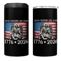 250 Years Faith and Freedom Christian 4 in 1 Can Cooler Tumbler Jesus Hockey Player 4th of July American Flag