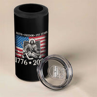 250 Years Faith and Freedom Christian 4 in 1 Can Cooler Tumbler Jesus Hockey Player 4th of July American Flag