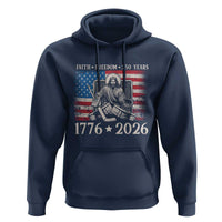250 Years Faith and Freedom Christian Hoodie Jesus Hockey Player 4th of July American Flag