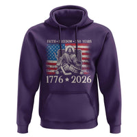 250 Years Faith and Freedom Christian Hoodie Jesus Hockey Player 4th of July American Flag