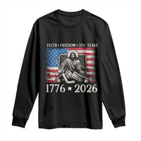 250 Years Faith and Freedom Christian Long Sleeve Shirt Jesus Hockey Player 4th of July American Flag