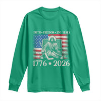 250 Years Faith and Freedom Christian Long Sleeve Shirt Jesus Hockey Player 4th of July American Flag